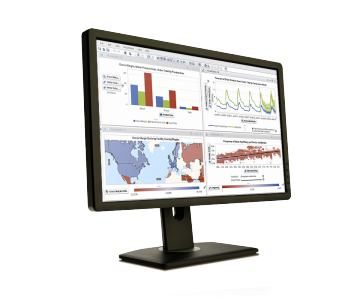 Voorbeeld van Visual Analytics-technologie op computerscherm
