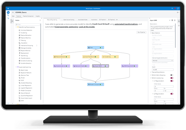 SAS Visual Data Mining and Machine Learning - pipeline view