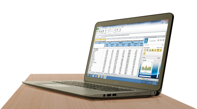 SAS Office Analytics for Midsize Business shown on laptop