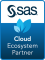 SAS Cloud Ecosystem Partner badge, white background, vertical format