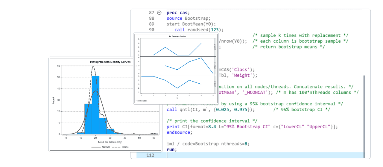 Screenshot of SAS IML program with highlights