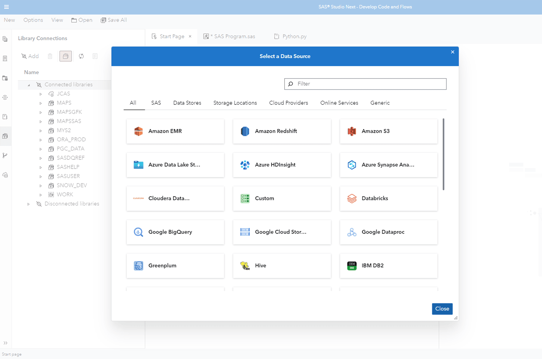 Screenshot showing SAS Studio Access