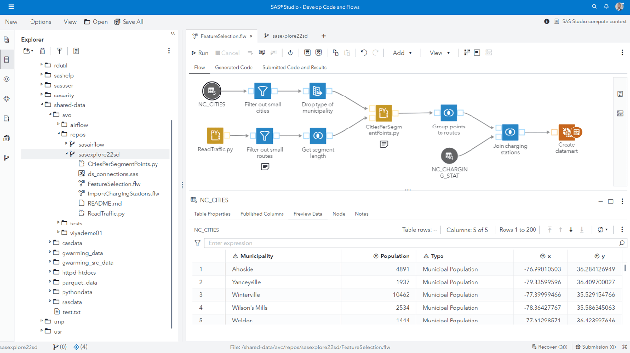 Screenshot showing SAS Studio No Code