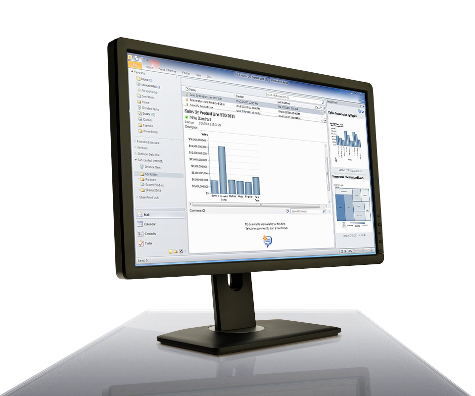 SAS Office Analytics for Midsize Business shown on desktop monitor