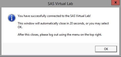 SAS Virtual Lab Successful Connect