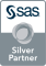 SAS Silver Partner badge art, vertical format, white background