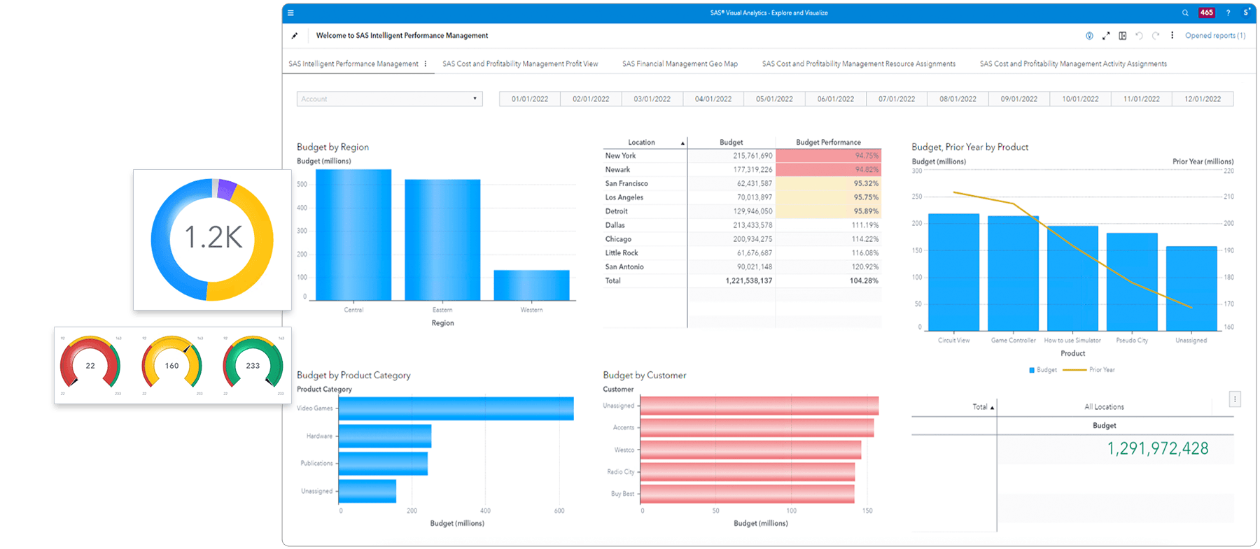 Captura de tela do SAS Intelligent Performance Management com destaques