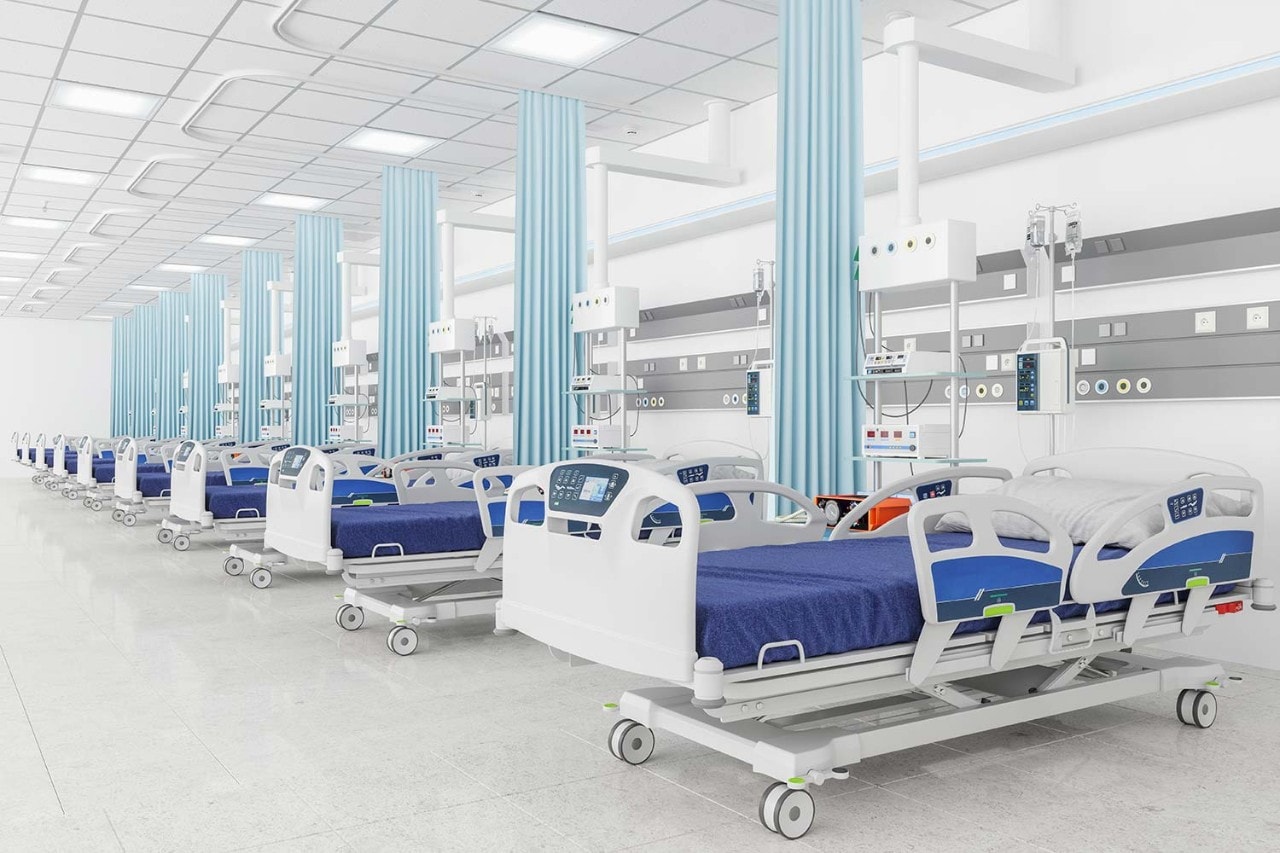 Empty beds in a hospital ward Empty beds in a hospital ward