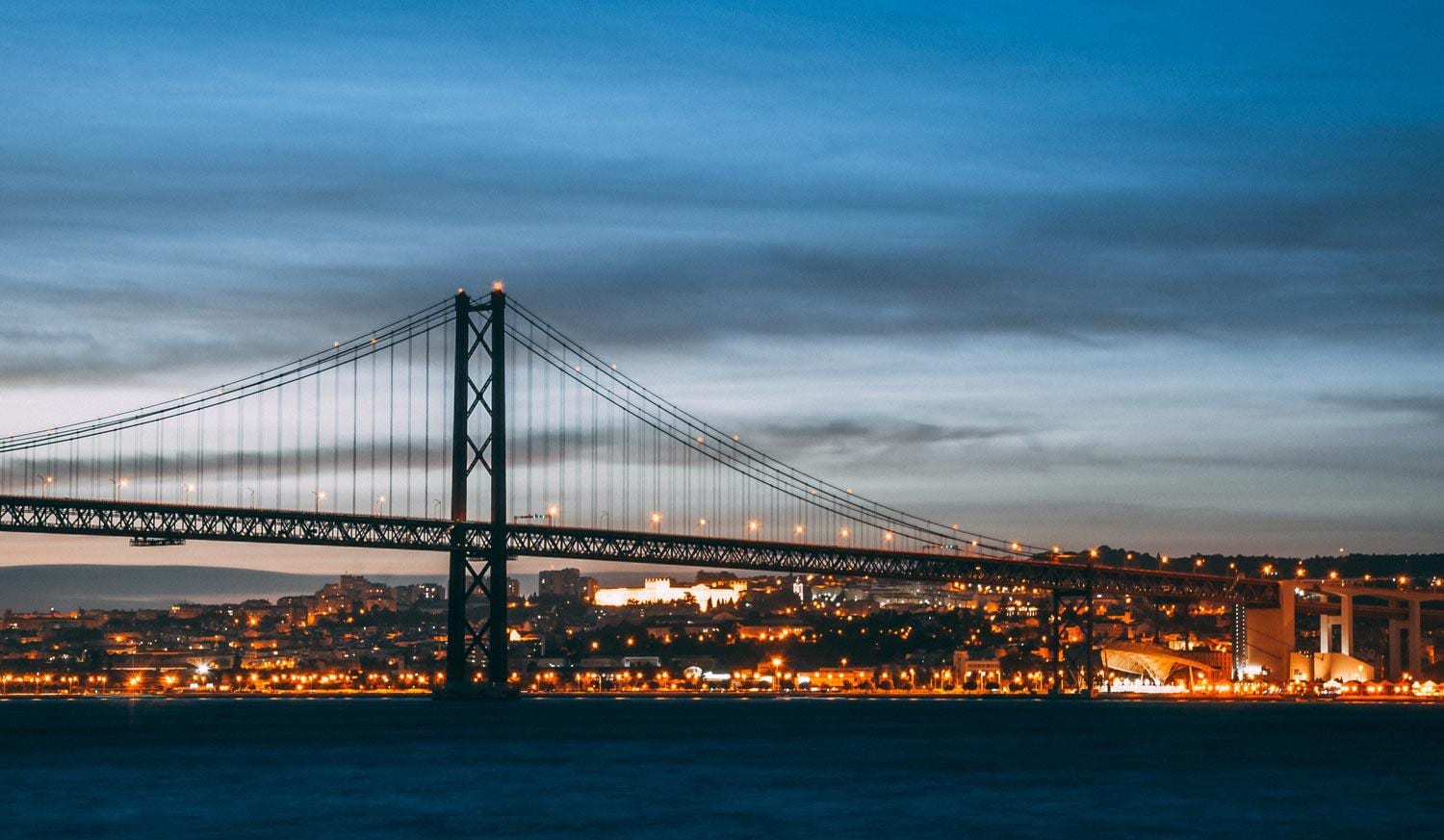 Lisbon by night bridge view