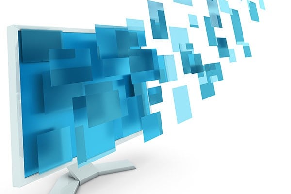 article-analytics-2014-top-trends-in-big-data blue squares flying out of computer monitor