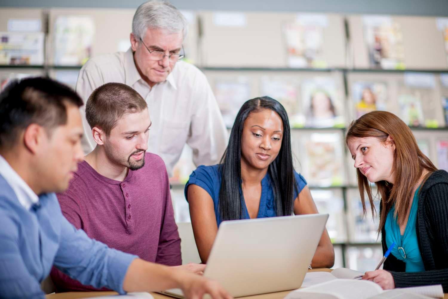 College students with professor