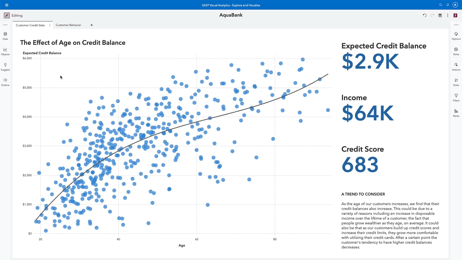 SAS Visual Analytics Viya automated explanation screenshot