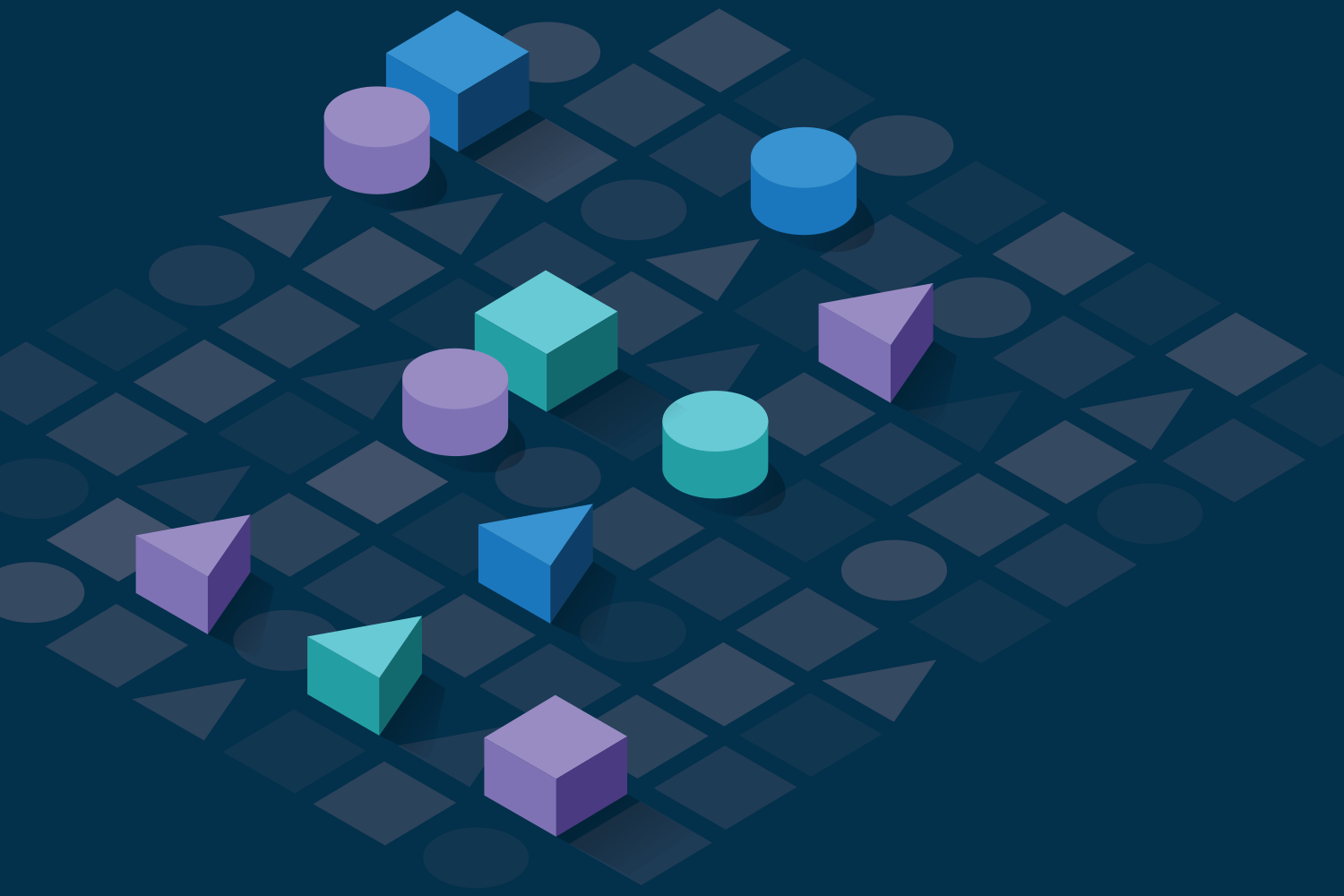 Cubes, cylinders and triangles on a three dimensional grid