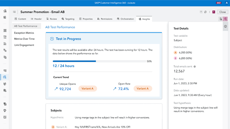 SAS Customer Intelligence 360 screenshot