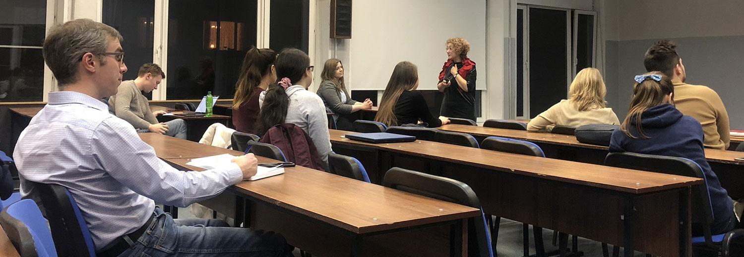 Students listen to lecturer