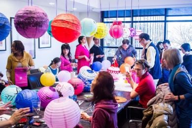 SAS employees decorate lanterns for Chinese New Year