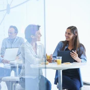 Business People having discussion over lunch