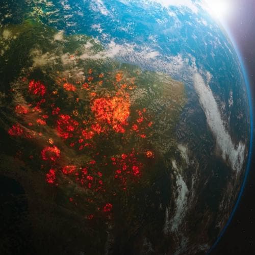 Amazon rainforest fires from space