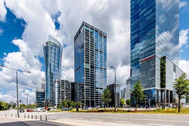 Modern Glass Skyscrapers in Warsaw