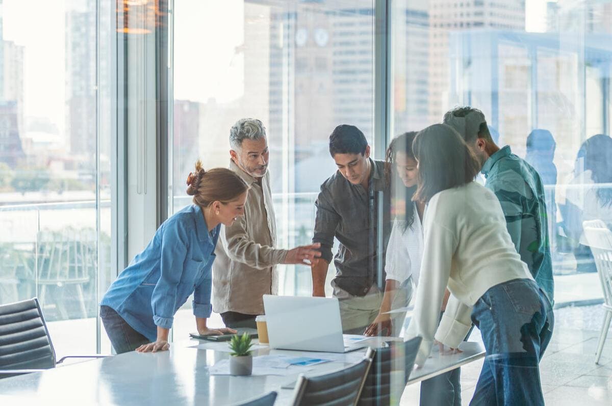 business team working together in a boardroom