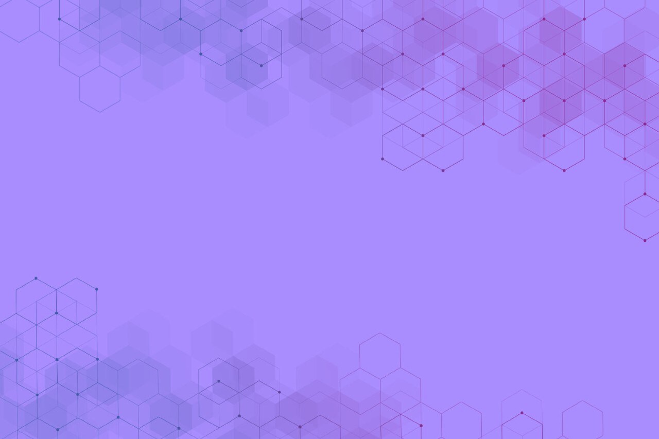 Light purple background with violet and plum hexagons