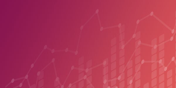 Line graph and bar chart on burgundy and red gradient