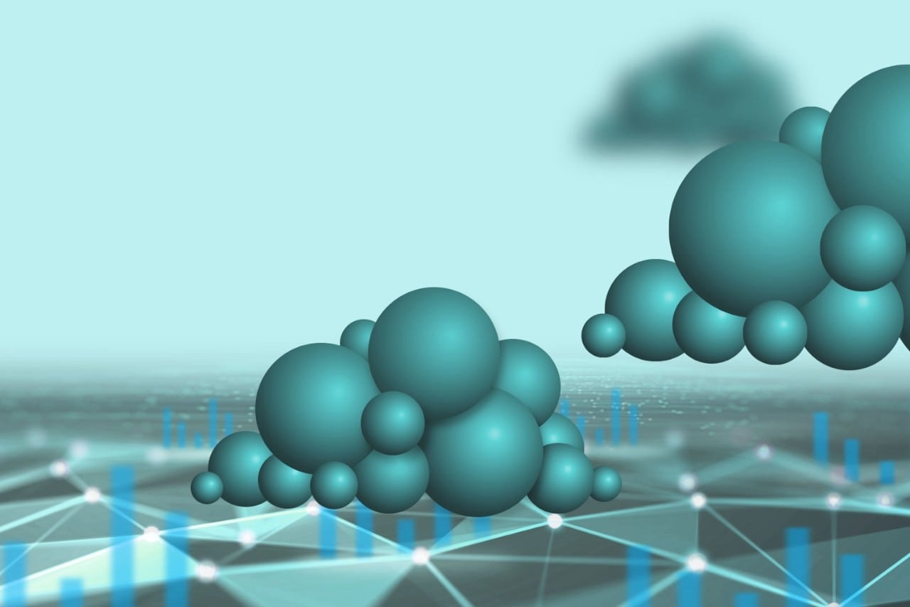 Background with Bubble Clouds and Graphs