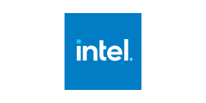 Intel logo with blue box and white text