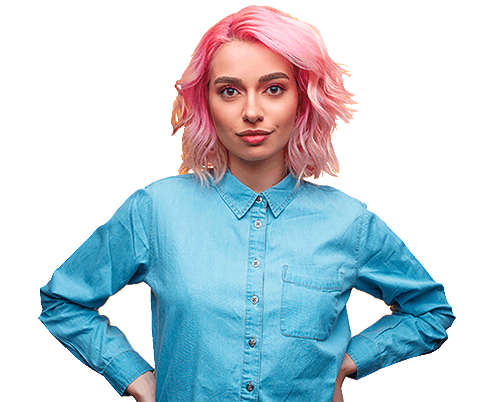 Young women with pink hair