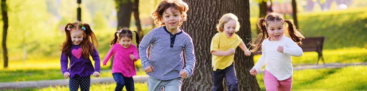 Children running and smiling