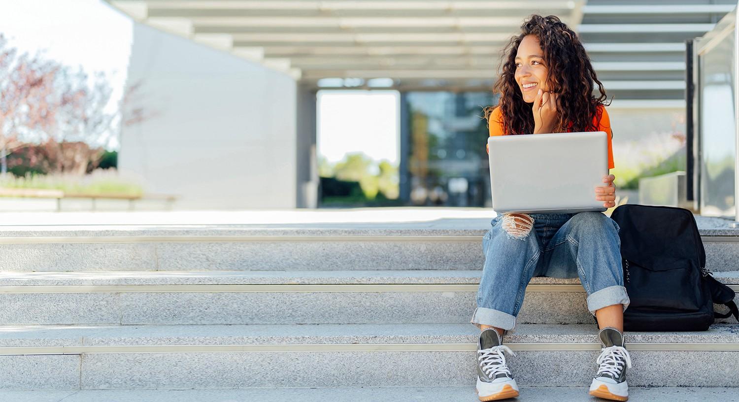 SAS Skill Builder for Students Student using laptop