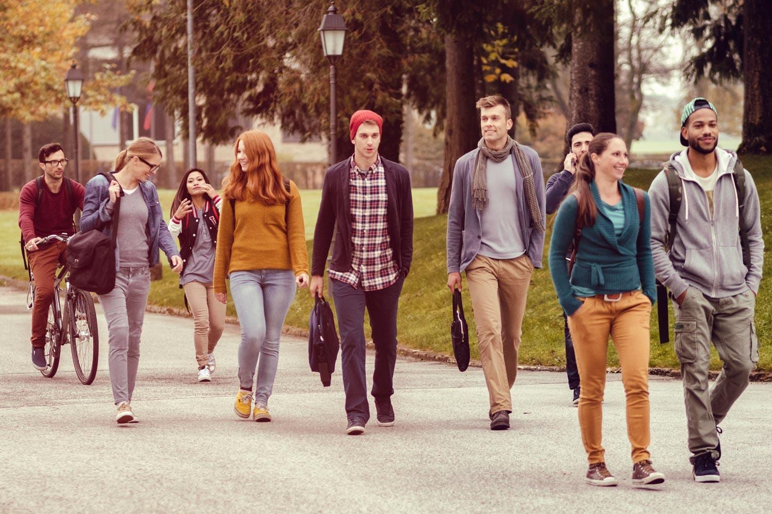 Students Walking on University Campus