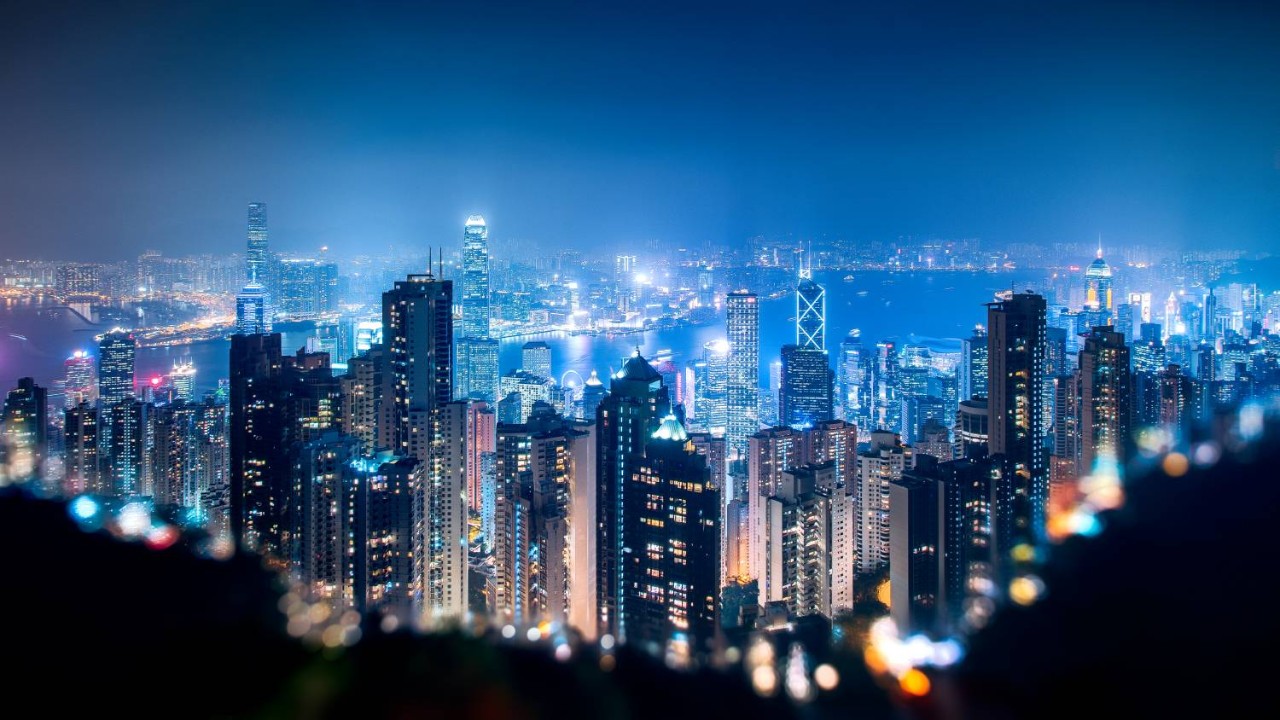 City of Hong Kong as seen from Victoria's Peak at night