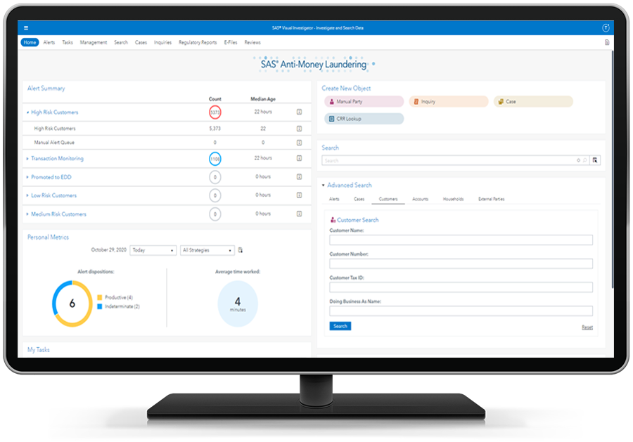 SAS Customer Due Diligence showing improved investigation efficiency