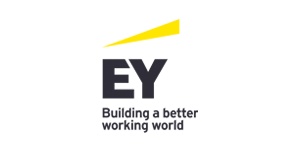 Ernst & Young with tagline in vertical format with dark text