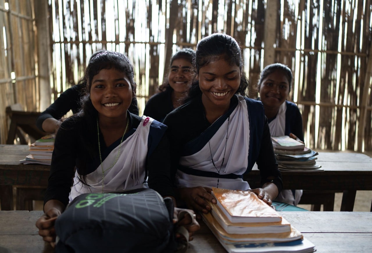 school girls in developing country classroom
