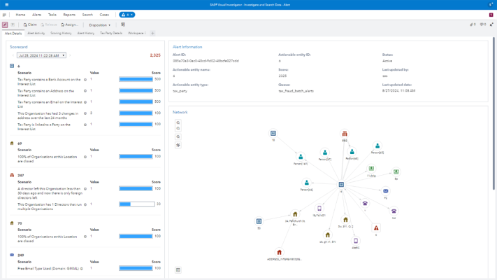 Screenshot of SAS Tax Compliance alert detail