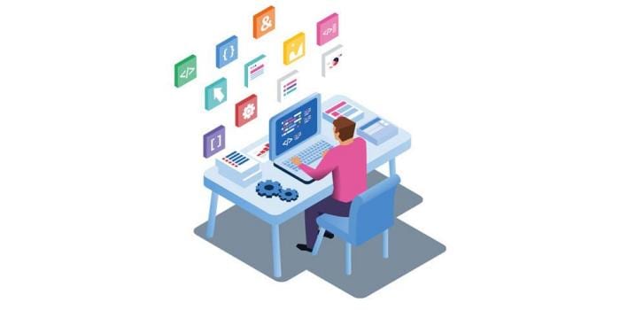 Person at Computer Strategy Illustration