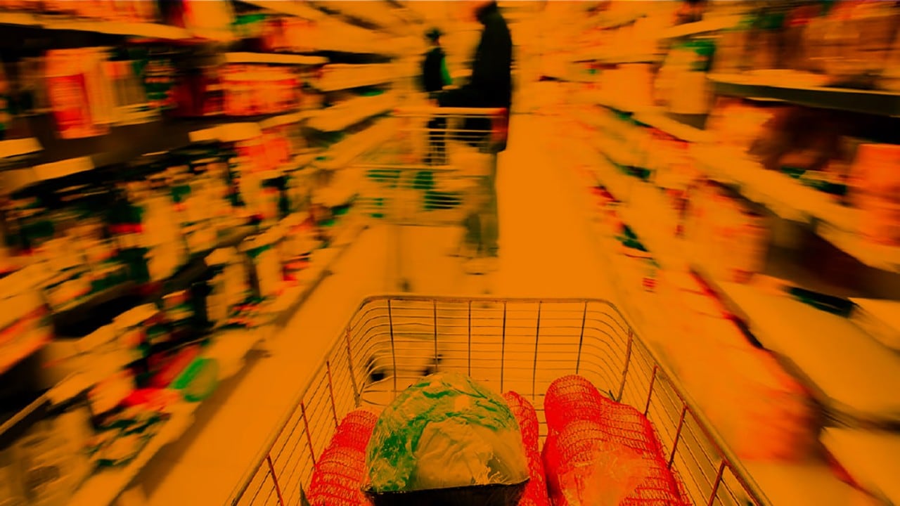 Supermarket Cart Orange Background