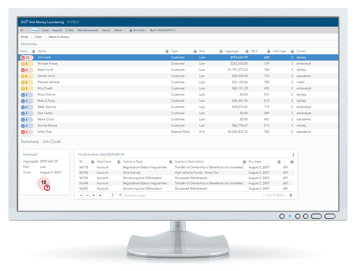 Triage queue user interface on a desktop monitor.
