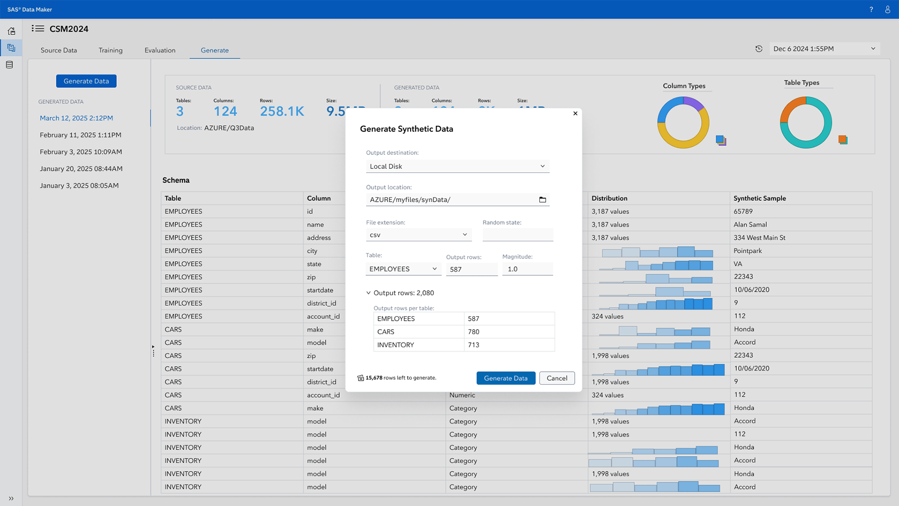 SAS Data Maker—生成資料 Lightbox 的截圖